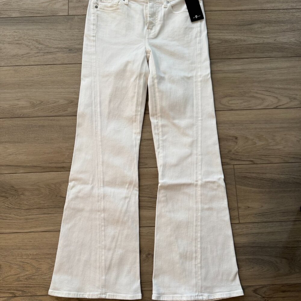 7 For All Mankind White Wide Leg Flare Jeans - Picture 4 of 6